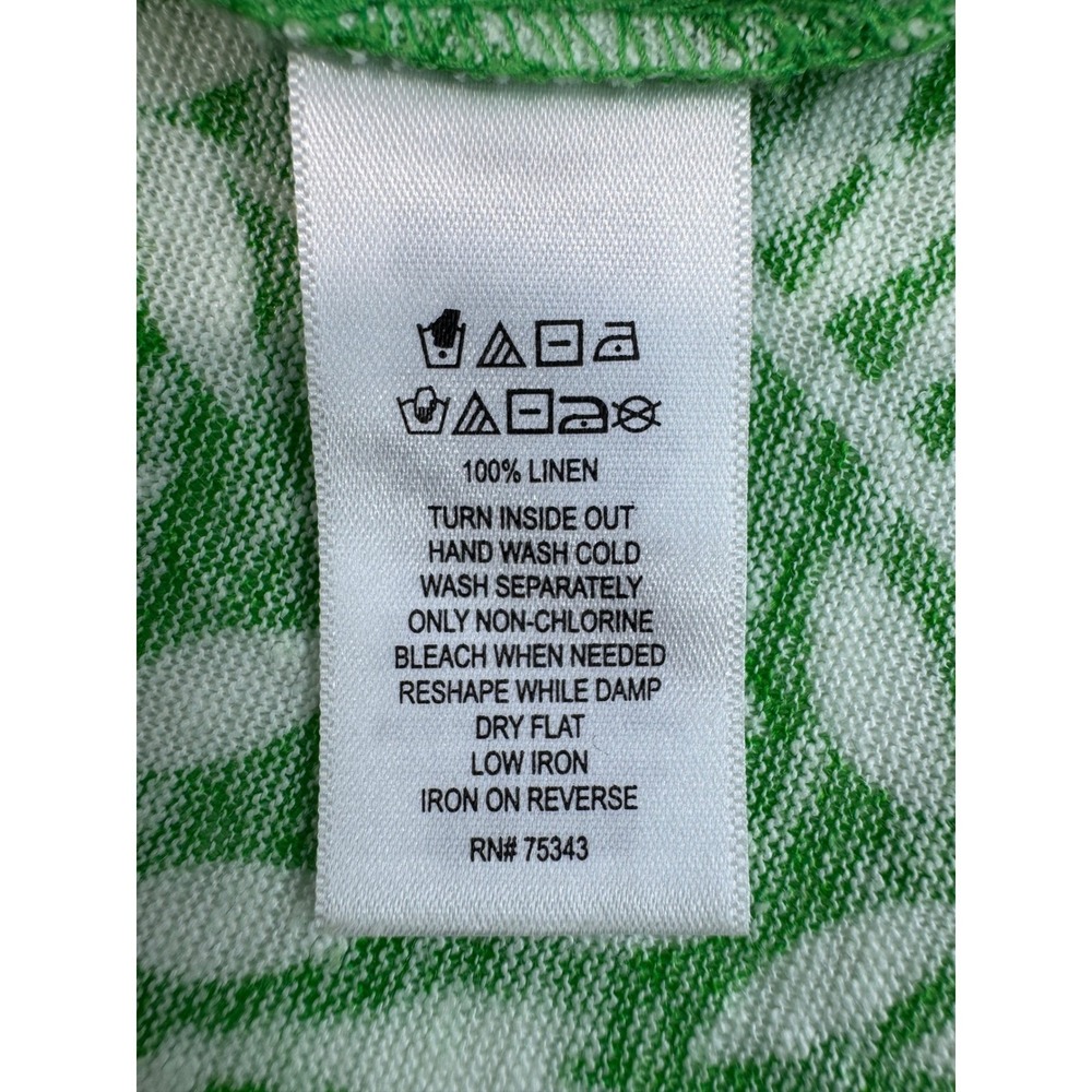 Joie Linen Tee Top Kelly Green White Paisley‎ Botanical Print Cap Sleeve Size L - Picture 5 of 9